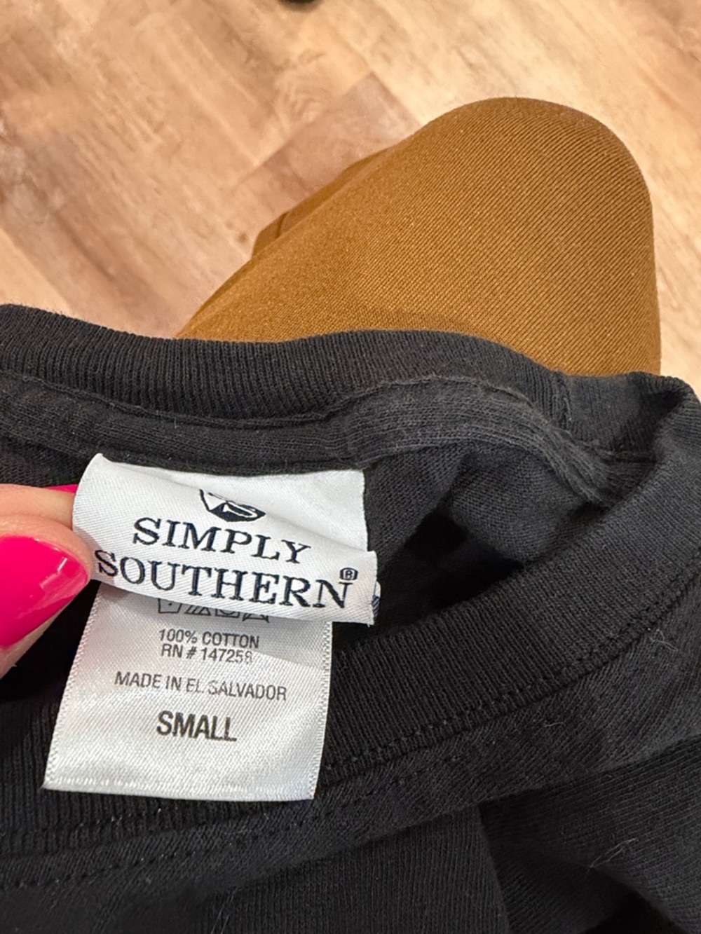 Simply Southern Black cotton long sleeve t shirt - Picture 2 of 2